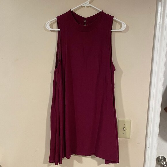 SOLD Maroon Mock Neck Swing Dress - Picture 1 of 5